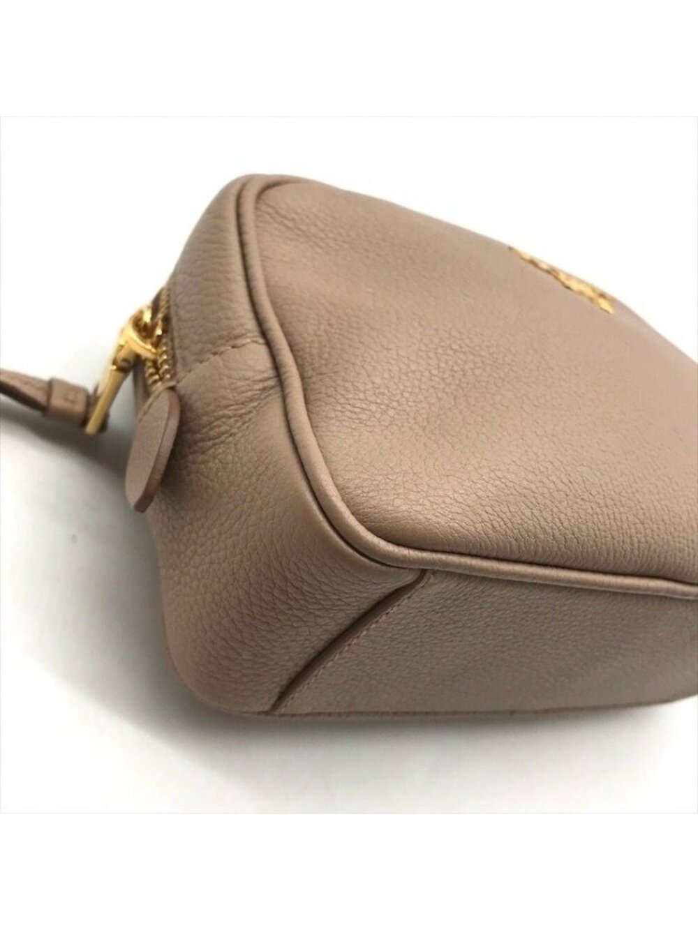 Prada Leather Pouch Gold Pink Beige Case - Picture 5 of 10